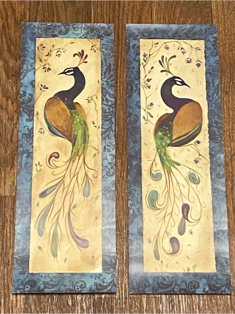 Set Lot Of 2 Peacock Peacocks Art Print Prints Wall Decor By Steve Leal 18x6